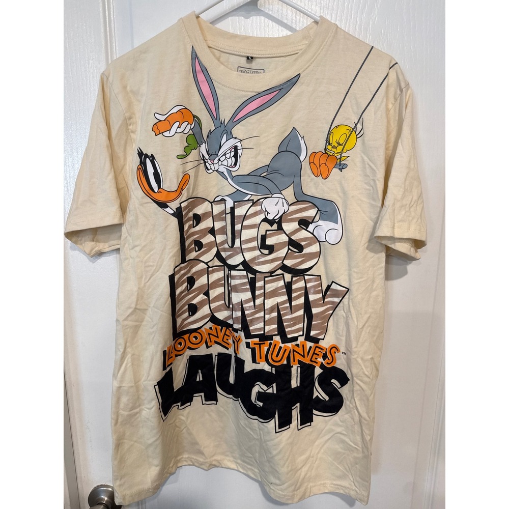 Looney Tunes Bugs Bunny Laughs Graphic T-Shirt Mens Large Cream Daffy Tweety Tee